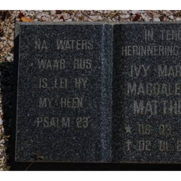 MATTHEE Ivy Maria Magdalena 1911-2001