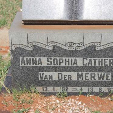 MERWE Anna Sophia Catherina, van der 1892-1963