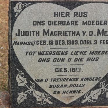 MERWE Judith Magrietha, v.d. nee HARMSE 1909-1949