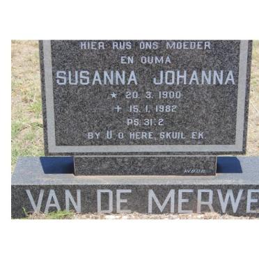 MERWE Susanna Johanna, van de 1900-1982