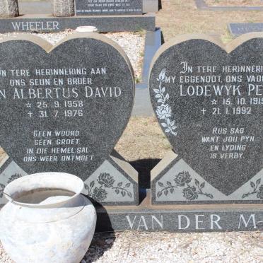 MERWE Lodewyk Petrus, van der 1919-1992 :: VAN DER MERWE Jan Albertus David 1958-1976