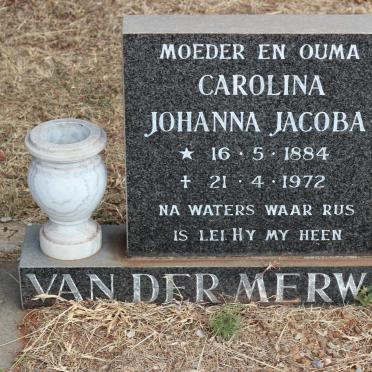 MERWE Carolina Johanna Jacoba, van der 1884-1972
