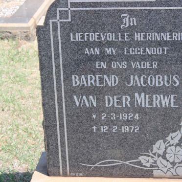 MERWE Barend Jacobus, van der 1924-1972