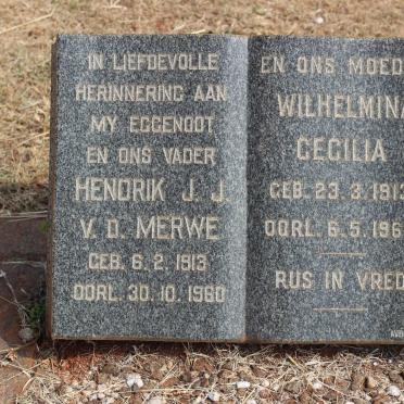 MERWE Hendrik J.J, v.d. 1913-1960 &amp; Wilhelmina Cecilia 1913-1966