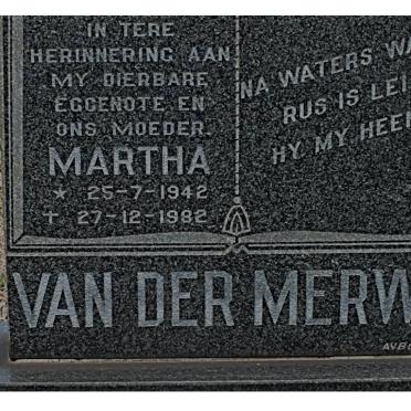 MERWE Martha, van der 1942-1982