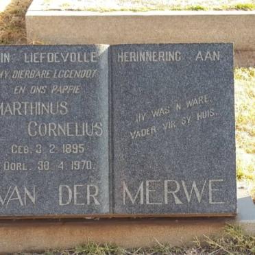 MERWE Marthinus Cornelius, van der 1895-1970