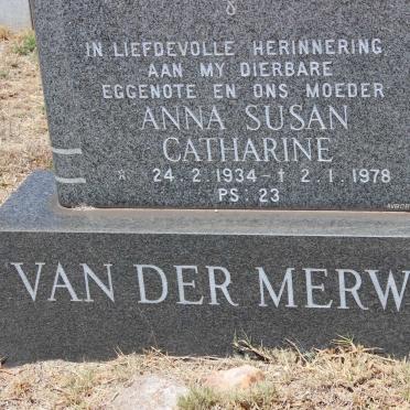 MERWE Anna Susan Catharine, van der 1934-1978