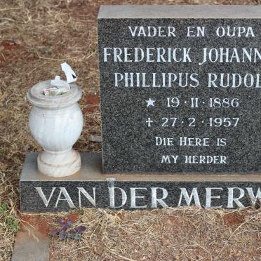 MERWE Frederick Johannes Phillipus Rudolf, van der 1886-1957