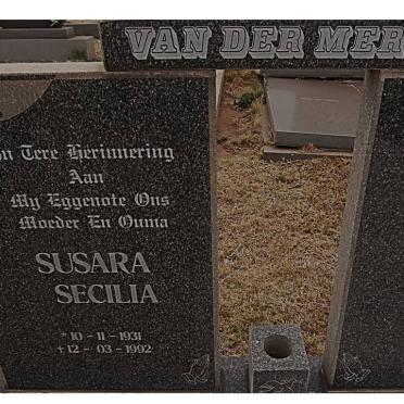 MERWE Susara Secilia, van der 1931-1992