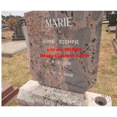MERWE Maria Elizabeth Judith, van der 1918-1996
