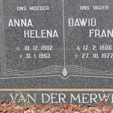 MERWE Dawid Frans, van der 1896-1977 &amp; Anna Helena 1902-1963