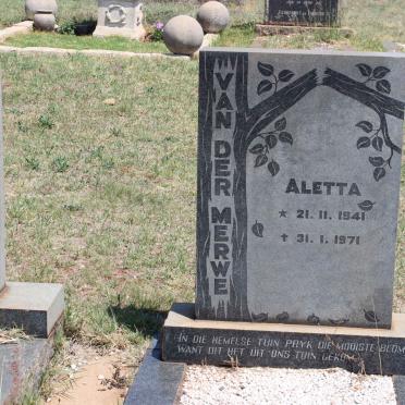 MERWE Aletta, van der 1941-1971