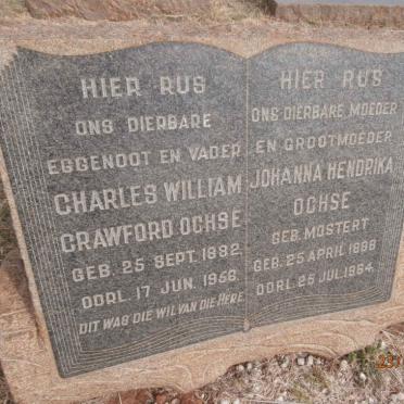OCHSE Charles William Crawford 1882-1956 &amp; Johanna Hendrika MOSTERT 1888-1964
