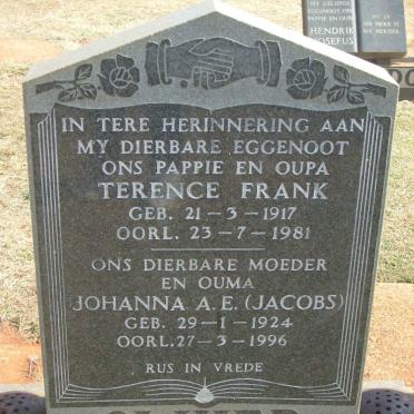 OLIVER Terence Frank 1917-1981 &amp; Johanna A.E. nee JACOBS 1924-1996