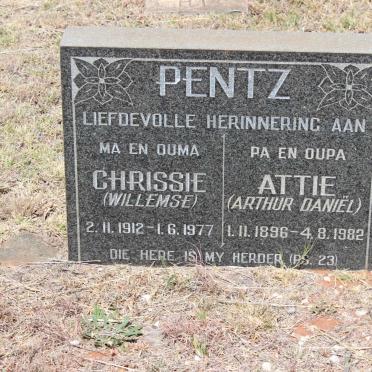 PENTZ Arthur Daniel 1896-1982 &amp; Chrissie WILLEMSE 1912-1977