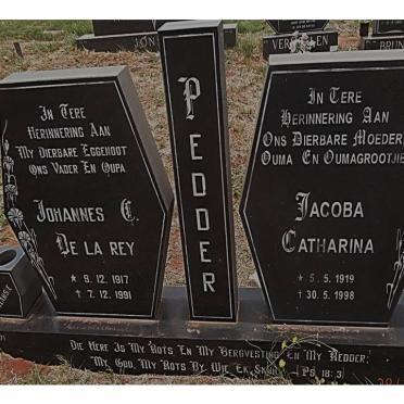 PEDDER Johannes C. de la Rey 1917-1991 &amp; Jacoba Catharina 1919-1998