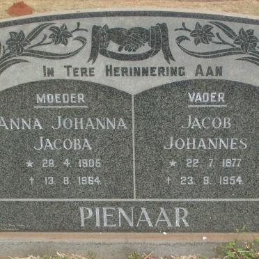 PIENAAR Jacob Johannes 1877-1954 &amp; Anna Johanna Jacoba 1905-1964