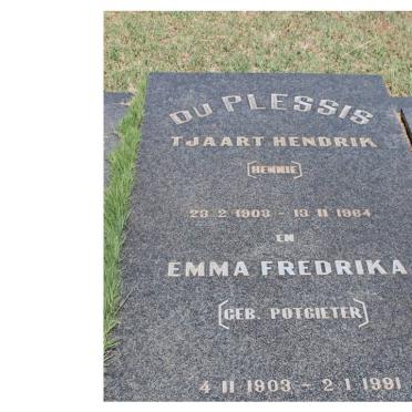 PLESSIS Tjaart Hendrik, du 1903-1964 &amp; Emma Fredrika nee POTGIETER 1903-1991