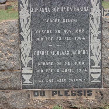 PLESSIS Charel Nicolaas Jacobus, du 1888-1964 &amp; Johanna Sophia Catharina STEYN 1892-1964