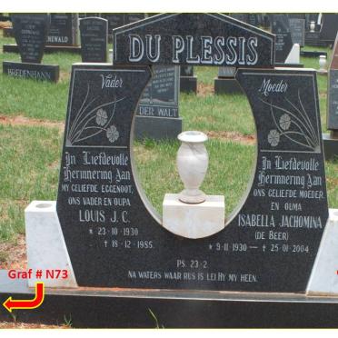 PLESSIS Louis J.C., du 1930-1985 &amp; Isabella Jachomina DE BEER 1930-2004