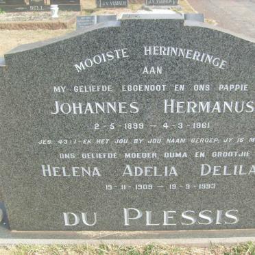 PLESSIS Johannes Hermanus, du 1899-1961 &amp; Helena Adelia Delila 1909-1993