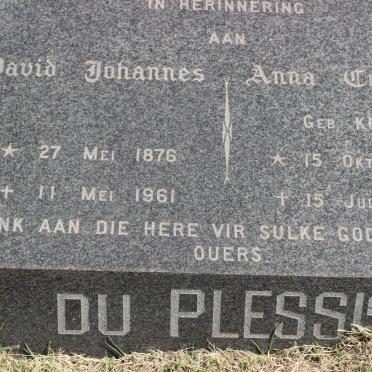 PLESSIS David Johannes, du 1876-1961 &amp; Anna Cornelia KRIEL 1883-1975