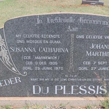 PLESSIS Johannes Marthinus, du 1905-1978 &amp; Susanna Catharina MARNEWICK 1905-1970