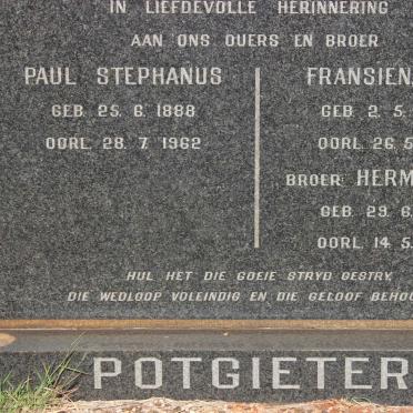 POTGIETER Paul Stephanus 1888-1962 &amp; Fransiena M.J. 1887-1935 :: POTGIETER Hermanus P. 1912-1935
