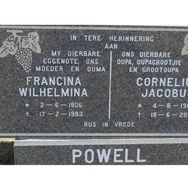 POWELL Cornelius Jacobus 1904-2002 &amp; Francina Wilhelmina 1906-1983