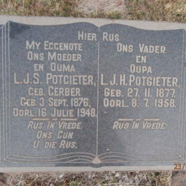 POTGIETER L.J.H 1877-1958 &amp; L.J.S. GERBER 1876-1948