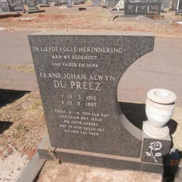 PREEZ Frans Johan Alwyn, du 1915-1987