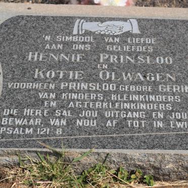 PRINSLOO Hennie &amp; OLWAGEN Kotie formerly PRINSLOO nee GERINGER