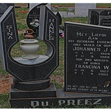 PREEZ Johannes J.P., du 1926-1988 &amp; Francina W. 1927-2003