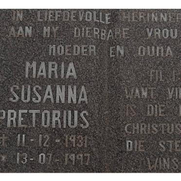 PRETORIUS Maria Susanna 1931-1997