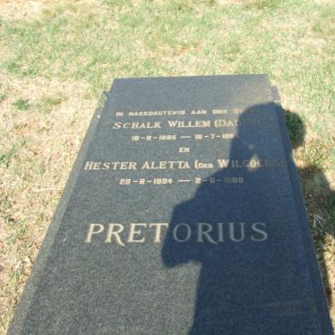 PRETORIUS Schalk Willem 1885-1965 &amp; Hester Aletta WILCOCKS 1894-1968
