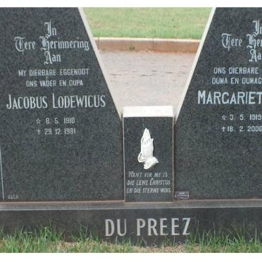 PREEZ Jacobus Lodewicus, du 1910-1981 &amp; Margarietha E. 1919-2006
