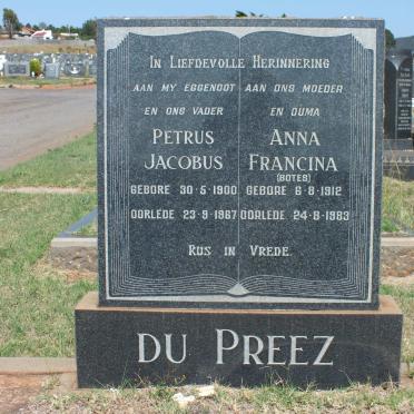 PREEZ Petrus Jacobus, du 1900-1967 &amp; Anna Francina BOTES 1912-1983