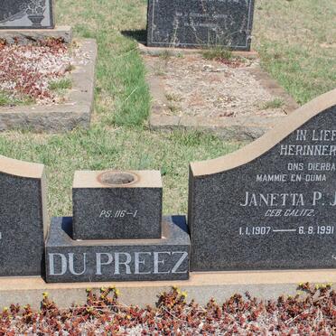 PREEZ Philippus H., du 1906-1970 &amp; Janetta P.J. CALITZ 1907-1991