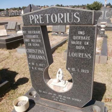 PRETORIUS Lourens 1929- &amp; Christina Johanna 1927-1992