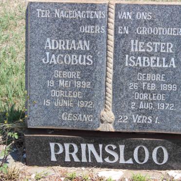 PRINSLOO Adriaan Jacobus 1892-1972 &amp; Hester Isabella 1899-1972