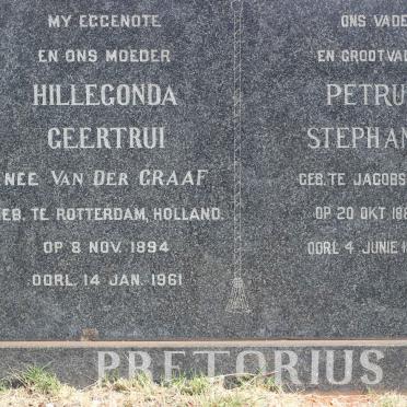 PRETORIUS Petrus Stephanus 1886-1974 &amp; Hillegonda Geertrui VAN DER GRAAF 1894-1961