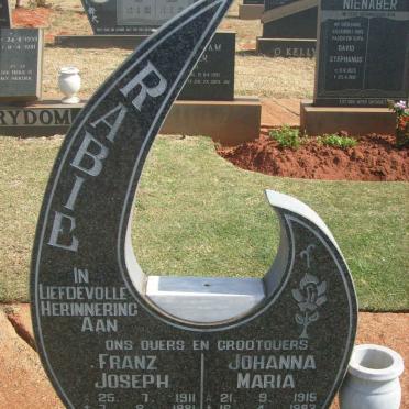RABIE Franz Joseph 1911-1981 &amp; Johanna Maria 1915-1993