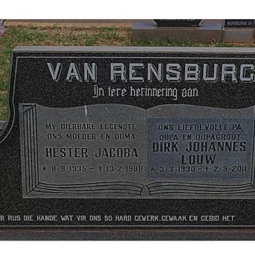 RENSBURG Dirk Johannes Louw, van 1930-2011 &amp; Hester Jacoba 1935-1988