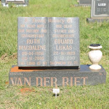 RIET Eduard Lukas, van der 1923-2013 &amp; Ruth Magdalene 1926-2005