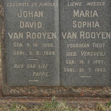 ROOYEN Johan David, van 1886-1958 &amp; Maria Sophia voorheen TIEDT nee VERCUEIL 1897-1963