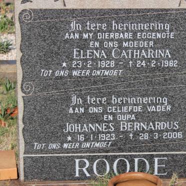 ROODE Johannes Bernardus 1923-2006 &amp; Elena Catharina 1928-1962