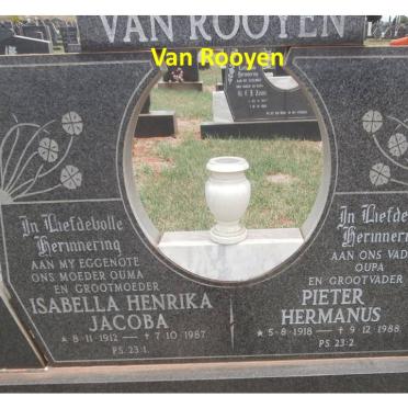 ROOYEN Pieter Hermanus, van 1918-1988 &amp; Isabella Henrika Jacoba 1912-1987