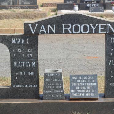 ROOYEN Thomas F.H., van 1903-1976 &amp; Aletta K. 1904-1983