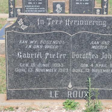 ROUX Gabriel Pieter, le 1893-1963 &amp; Dorothea Johanna 1897-1972