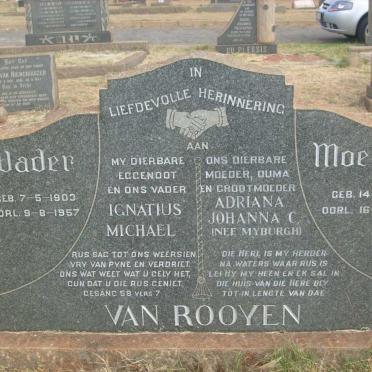 ROOYEN Ignatius Michael, van 1903-1957 &amp; Adriana Johanna C. MYBURGH 1912-2001